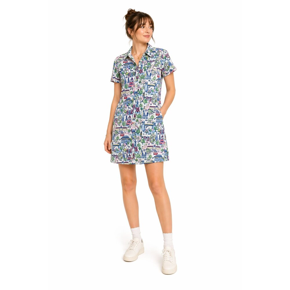 Cath Kidston London City Print Mini Shirt Dress XS S Petite